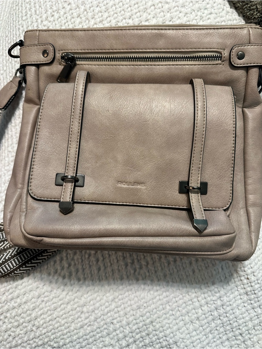 Roulens Taupe Leather Crossbody Bag